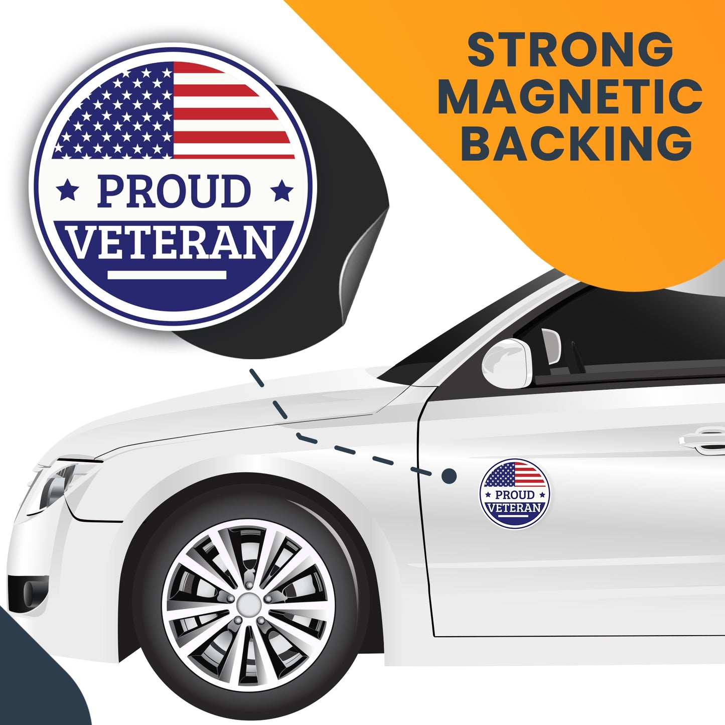 Magnet Me Up Proud Veteran Patriotic Red White and Blue Military Magnet Decal, 5 Inch, Perfect for Car, Truck, SUV, Gift, in Support of Veterans, Active Duty, Armed Forces