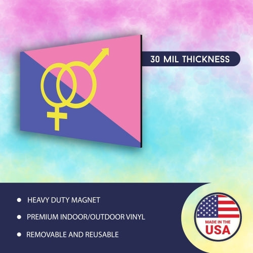 Magnet Me Up Straight Pride Flag Car Magnet Decal, 3x5 Inches, Pink Blue and Yellow, Heavy Duty Automotive Magnet for Car Truck SUV
