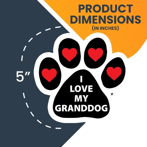 Magnet Me Up I Love My Granddog Paw Print 2 Pack Auto Truck Decal Magnet