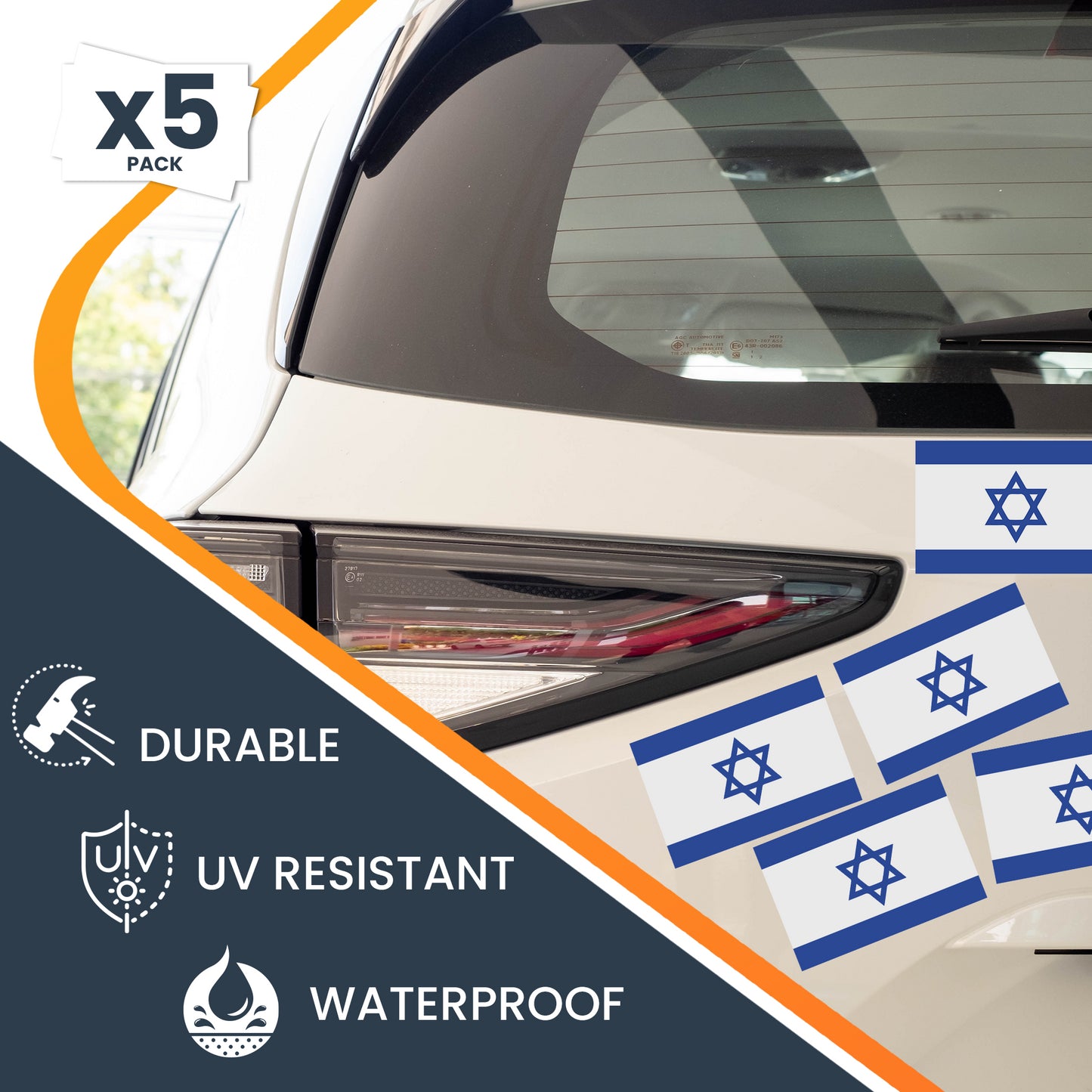 Magnet Me Up Israel Israeli Flag Magnet Decal, 4x6 Inches, 5 Pack, Blue and White, Heavy Duty Automotive Magnet for Car Truck SUV
