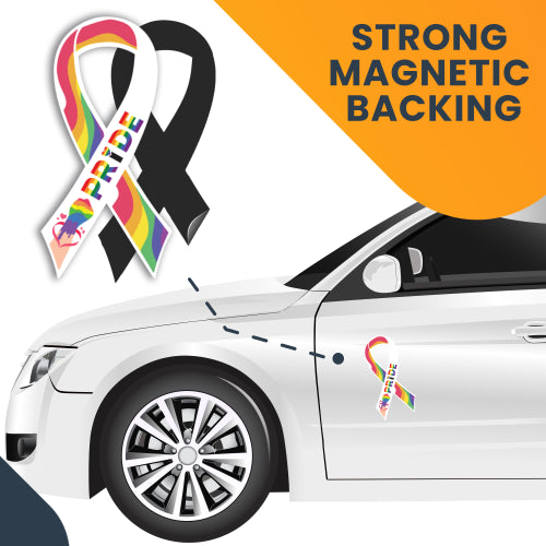 Magnet Me Up LGBTQ ay Pride Ribbon in Support of LGBTQ Rights Magnet Decal, 3.5x7 Inches, Heavy Duty Waterproof for Car, Truck, SUV or Any Other Magnetic Surfaces