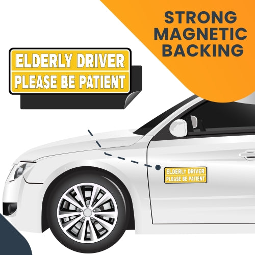 Magnet Me Up Elderly Driver Please Be Patient Magnet Decal, 3x8 Inches, Heavy Duty Automotive Magnet for Car Truck SUV Or Any Other Magnetic Surface