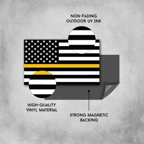 Thin Gold Line American Flag Magnet Decal 3x5 Heavy Duty for Car Truck SUV - In Support of all Emergency Services Dispatchers …