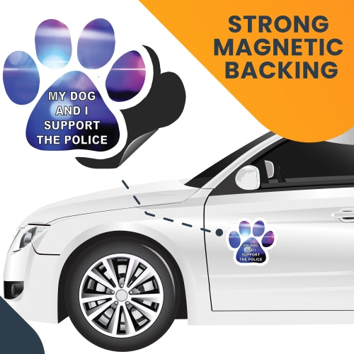 My Dog and I Support the Police Pawprint Car Magnet By Magnet Me Up 5" Paw Print Auto Truck Decal Magnet …