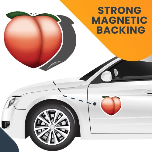 Magnet Me Up Peach Emoticon Magnet Decal, 5 Inch Round, Cute Self-Expression Decorative Magnet For Car, Truck, SUV, Or Any Other Magnetic Surface