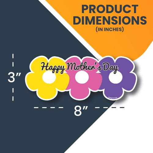 Happy Mother's Day Pink, Purple and Yellow Flower Bouquet Car Magnet 8x3" Decal - Heavy Duty for Car Truck SUV …