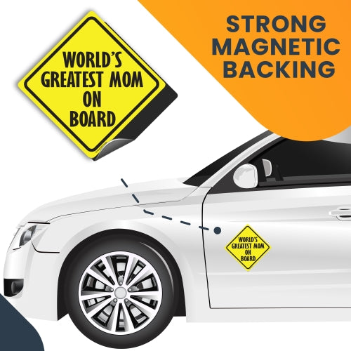 World's Greatest Mom and World's Greatest Dad on Board, Combo Pack Car Magnets- Includes Two 5 x 5 Heavy Duty Magnets for Car Truck SUV Waterproof …