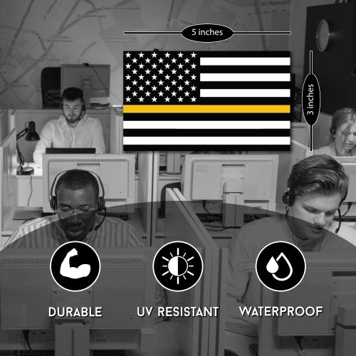 Thin Gold Line American Flag Magnet Decal 3x5 Heavy Duty for Car Truck SUV - In Support of all Emergency Services Dispatchers …