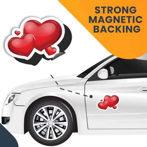 Red Hearts Car Magnet, 6" x 4" Auto Truck Decal Magnet …