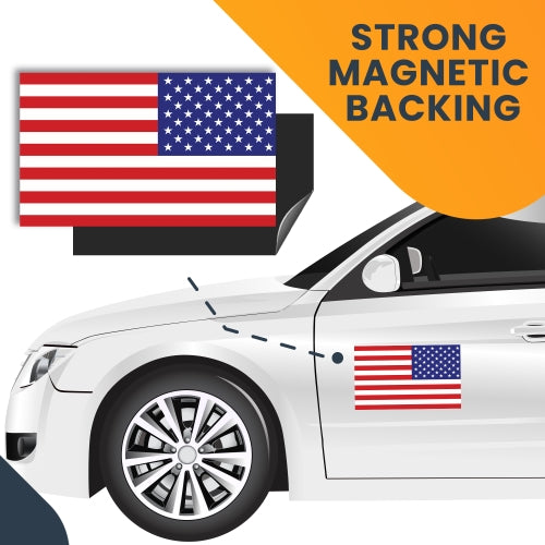 Reverse American Flag Car Magnet Decal - 7 x 12 Heavy Duty for Car Truck RV Boat SUV Waterproof