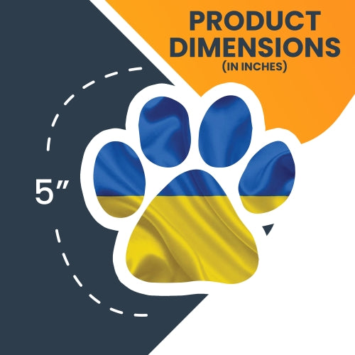 Magnet Me Ukrainian Flag Pawprint Car Magnet - 5" Paw Print Auto Truck Fridge Magnetic Decal
