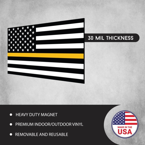 Thin Gold Line American Flag Magnet Decal 3x5 Heavy Duty for Car Truck SUV - In Support of all Emergency Services Dispatchers …