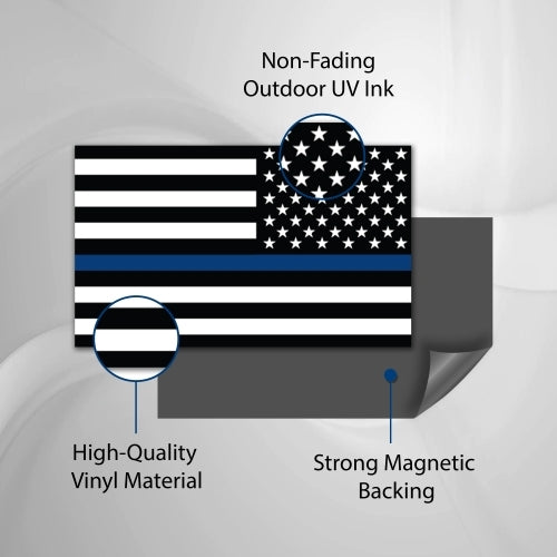 Thin Blue Line Opposing American Flag Magnet Decals - 2 Pack 3 x 5 Heavy Duty for Car Truck SUV - In Support of Police and Law Enforcement Officers …