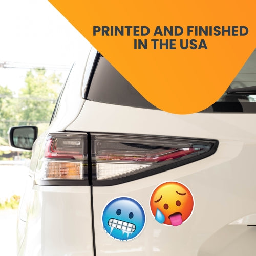 Magnet Me Up Hot and Cold Emoticon Magnet Decal, 5 Inch, 2 Piece Combo Pack, Cute Self-Expression Decorative Magnet for Car, Truck, SUV, Or Any Other Magnetic Surface