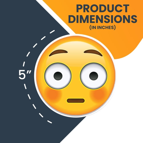 Magnet Me Up Wide Eyed Blush Emoticon Magnet Decal, 5 Inch Round, Cute Self-Expression Decorative Magnet for Car, Truck, SUV, Or Any Other Magnetic Surface