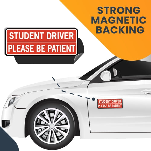 Magnet Me Up Student Driver Please be Patient Magnet Decal, 3x8 Inches, Heavy Duty Automotive Magnet for Car Truck SUV
