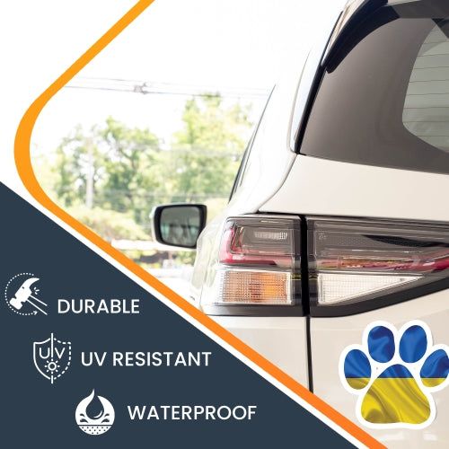 Magnet Me Ukrainian Flag Pawprint Car Magnet - 5" Paw Print Auto Truck Fridge Magnetic Decal