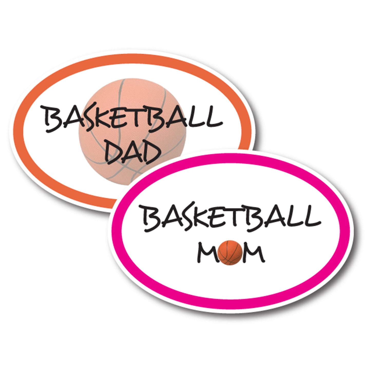 Basketball Mom and Basketball Dad - Combo Pack -Car Magnets 4 x 6 Oval Heavy Duty for Car Truck SUV Waterproof …