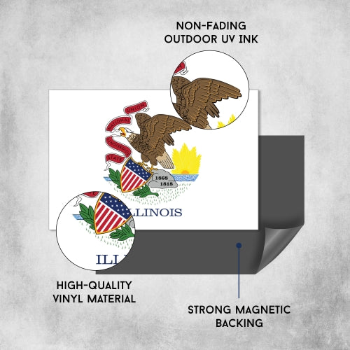 Magnet Me Up Illinois Car Magnet Decal US State Flag 4x6 Refrigerator Locker SUV Heavy Duty Waterproof