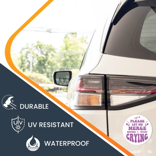 Magnet Me Up Purple Please Let Me Merge Before I Start Crying Magnet Decal, 5 Inch, Heavy Duty Automotive Magnet for Car Truck SUV Or Any Other Magnetic Surface