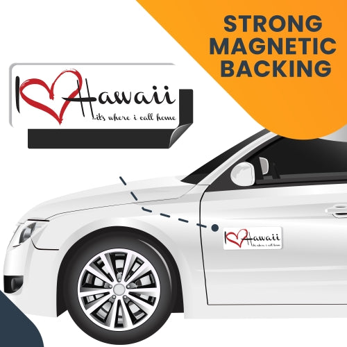 I Love (heart) Hawaii, It's Where I Call Home Car Magnet 3X8" US State Flag Refrigerator Locker SUV Heavy Duty Waterproof …