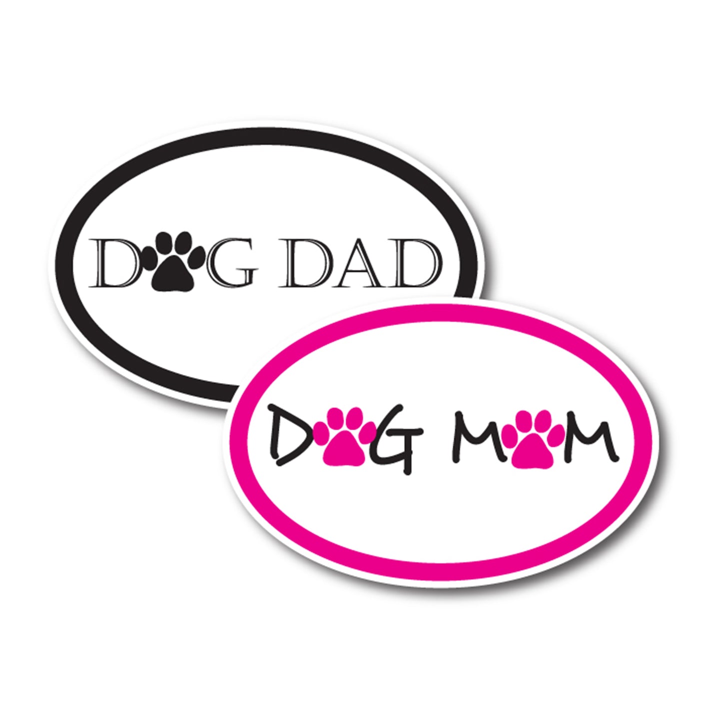 Dog Mom and Dog Dad Combo Pack Car Magnets - 4 x 6 Oval Decals Heavy Duty for Car Truck SUV Waterproof …