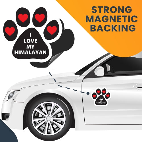 I Love My Himalayan Black Pawprint with Red Hearts Car Magnet By Magnet Me Up 5" Paw Print Auto Truck Decal Magnet …