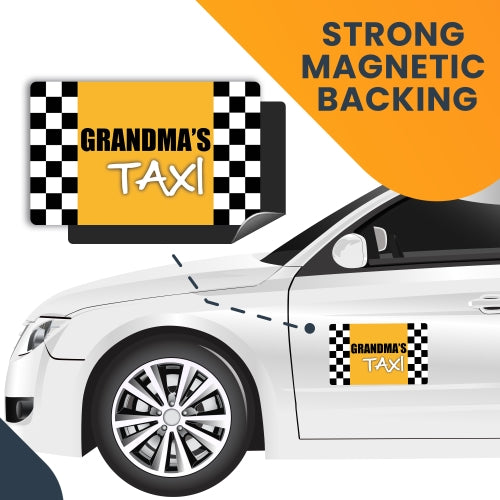 Grandma's Taxi Car Magnet Decal - 5 x 8 Heavy Duty for Car Truck SUV Waterproof