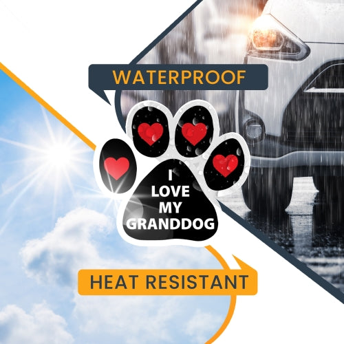 Magnet Me Up I Love My Granddog Paw Print 2 Pack Auto Truck Decal Magnet