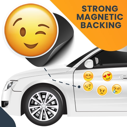 Today's Mood Emoticon Magnet 5 Pack …Includes 1-3.5"x4" Square Magnet and 5- 3" Mini Emoticon