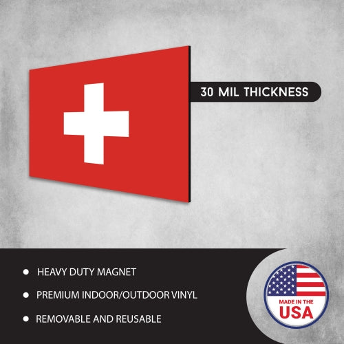 Switzerland Swiss Flag Car Magnet Decal 4 x 6 Heavy Duty for Car Truck SUV