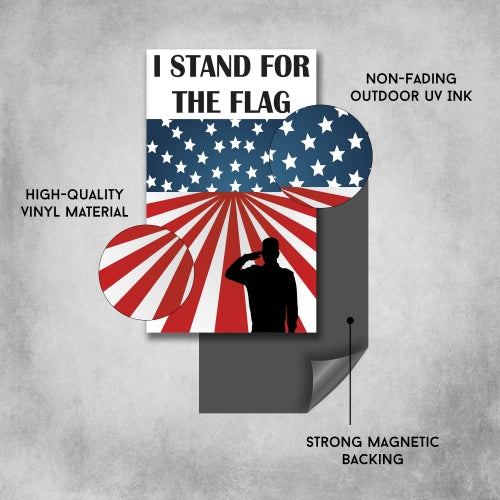 I Stand For The Flag 2PK American Flag Car Magnet Decal 5 in x 3 in Heavy Duty for Car Truck SUV Waterproof