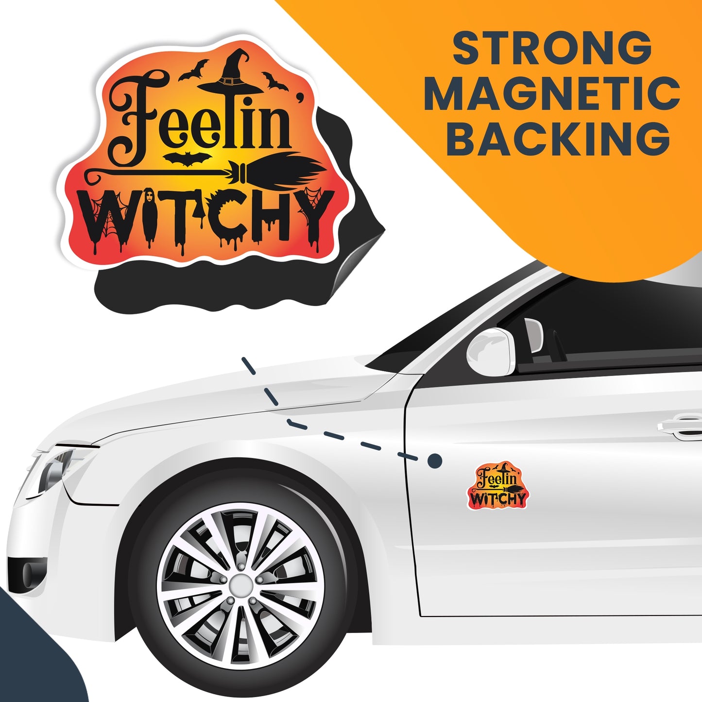 Magnet Me Up Halloween Feelin' Witchy Spooky Funny Holiday Magnet Decal, 5x4 Inches, Heavy Duty Automotive Magnet for Car Truck SUV Or Any Other Magnetic Surface