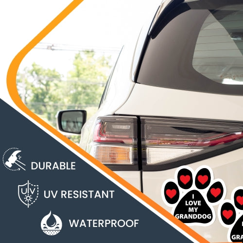 Magnet Me Up I Love My Granddog Paw Print 2 Pack Auto Truck Decal Magnet