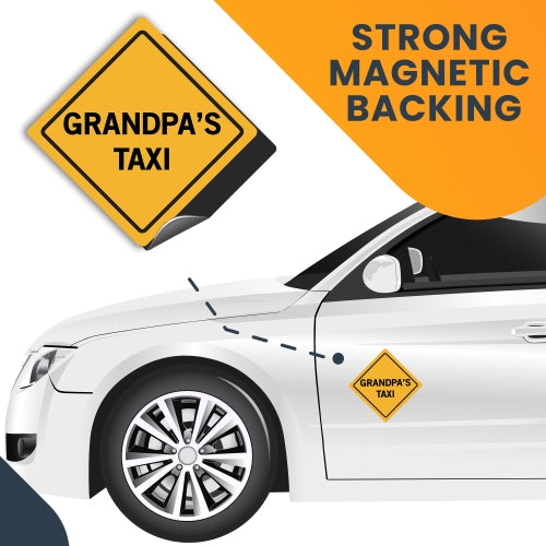 Grandpa's Taxi Car Magnet Decal - 5 x 5 Heavy Duty for Car Truck SUV Waterproof