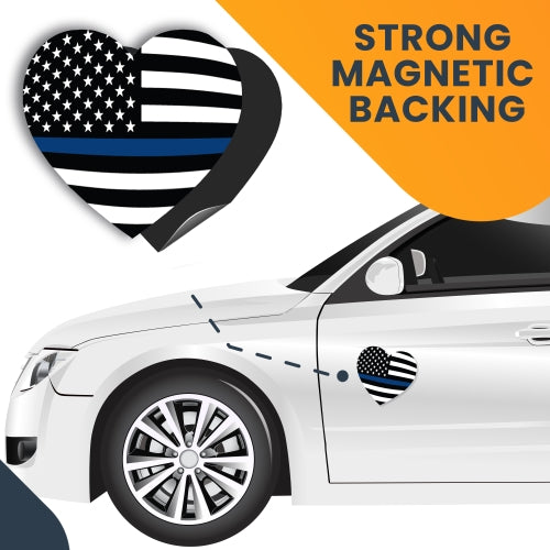 Thin Blue Line American Flag Heart, 5" Car Magnet Decal, Heavy Duty for Car Truck SUV - In Support of Police and Law Enforcement Officers …