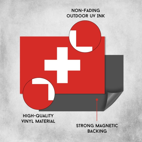 Switzerland Swiss Flag Car Magnet Decal 4 x 6 Heavy Duty for Car Truck SUV