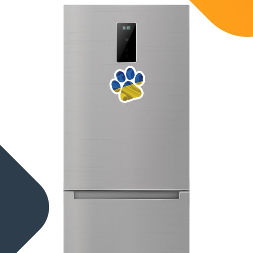 Magnet Me Ukrainian Flag Pawprint Car Magnet - 5" Paw Print Auto Truck Fridge Magnetic Decal
