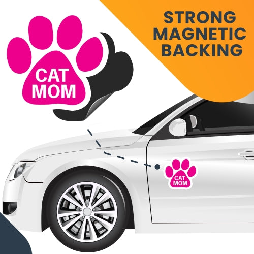 Magnet Me Up Cat Mom Pink Pawprint Car Magnet 5" Paw Print Auto Truck Decal Magnet …