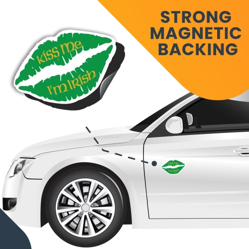 Kiss Me I'm Irish Green Lips Car Magnet 6" Decal - Heavy Duty for Car Truck SUV …