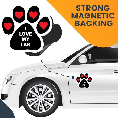 I Love My Lab Pawprint Car Magnet By Magnet Me Up 5" Paw Print Auto Truck Decal Magnet …