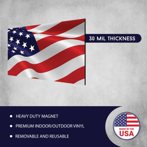 Waving American and Waving American Reverse Opposing American Flag 2PK Car Magnet Decal - 3 x 5 Heavy Duty for Car Truck SUV
