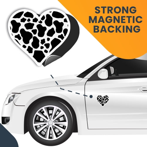 Magnet Me Up Cow Print Heart Magnet Decal, 5 Inches, Heavy Duty Automotive Magnet for Car Truck SUV Or Any Other Magnetic Surface