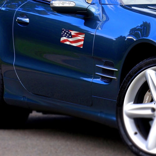 Waving American and Waving American Reverse Opposing American Flag 2PK Car Magnet Decal - 3 x 5 Heavy Duty for Car Truck SUV