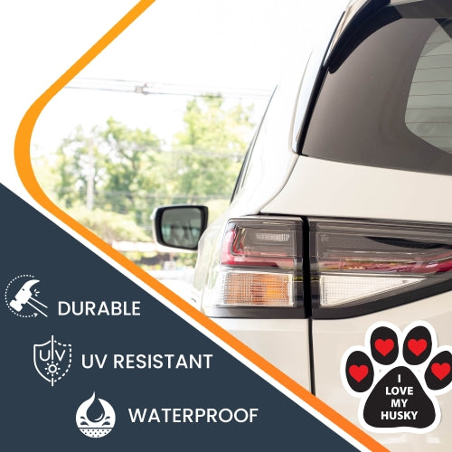 I Love My Husky Pawprint Car Magnet By Magnet Me Up 5" Paw Print Auto Truck Decal Magnet …
