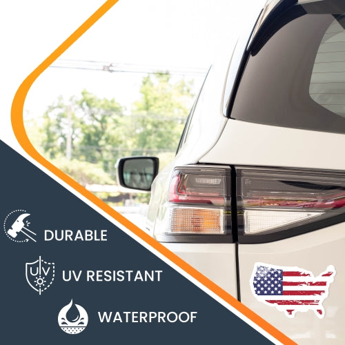Magnet Me Up Patriotic Distressed Thin Red Line American Flag in The Shape of The United States Magnet Decal, 4x6 Inches, Heavy Duty Automotive Magnet for Car Truck