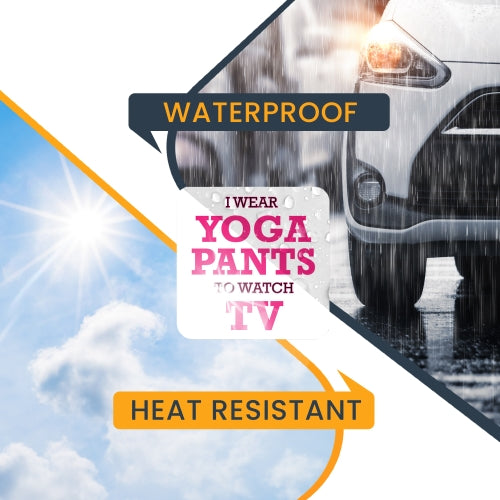 I Wear Yoga Pants to Watch TV Car Magnet Decal - 5 x 5 Heavy Duty for Car Truck SUV Waterproof …