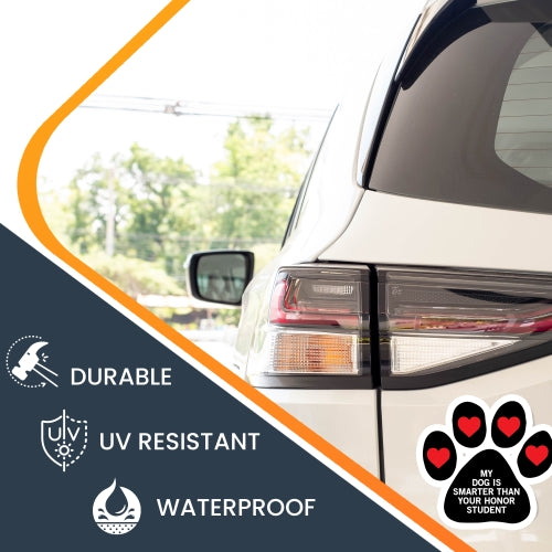 My Dog is Smarter than Your Honor Student Pawprint Car Magnet By Magnet Me Up 5" Paw Print Auto Truck Decal Magnet …