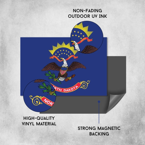 North Dakota Car Magnet US State Flag Refrigerator Locker SUV Heavy Duty Waterproof… …