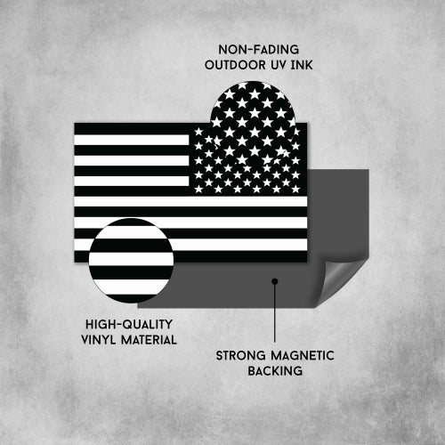 Black and White Reverse American Flag Car Magnet Decal - 3 x 5 Heavy Duty for Car Truck SUV